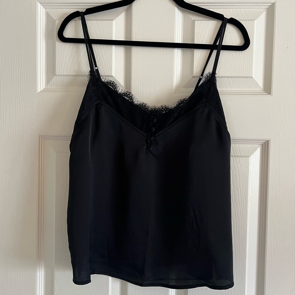 Abercrombie & Fitch black tank top with lace detail- size medium